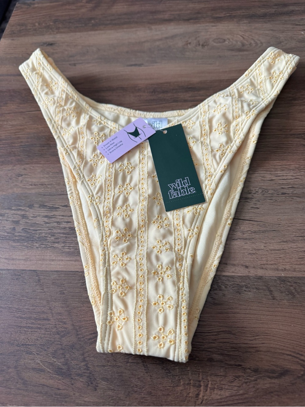 Wild Fable Pale Yellow Embroidered Bikini Bottom